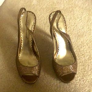 Sparkly peep toe slingbacks